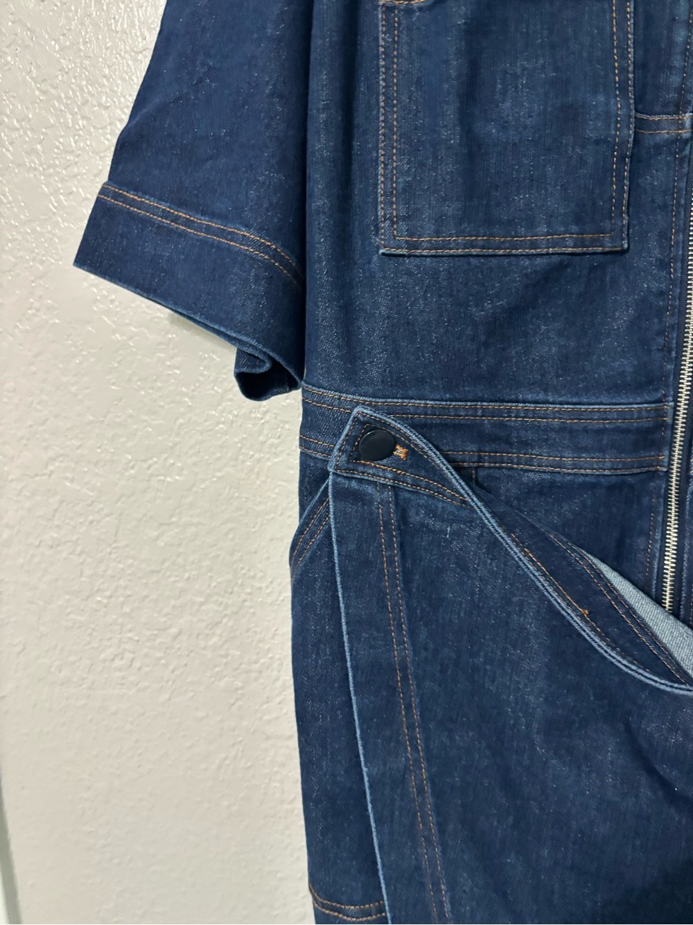 Plus Denim Utility Romper in Dark Blue - Picture 6 of 12